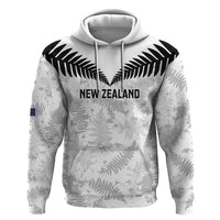 Custom New Zealand Silver Fern Football Zip Hoodie Go Aotearoa Grunge White - Polynesian Pride