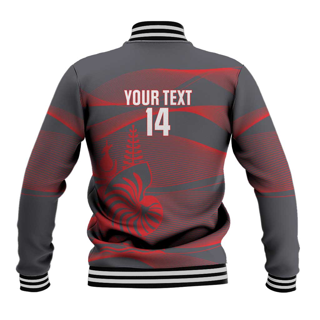 Custom New Caledonia Football Baseball Jacket Allez Les Cagous Grey Version - Polynesian Pride