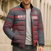 Custom New Caledonia Football Bomber Puffer Jacket Allez Les Cagous Grey Version - Polynesian Pride