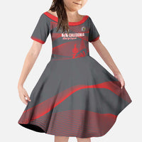 Custom New Caledonia Football Family Matching Summer Maxi Dress and Hawaiian Shirt Allez Les Cagous Grey Version - Polynesian Pride
