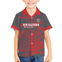 Custom New Caledonia Football Kid Hawaiian Shirt Allez Les Cagous Grey Version - Polynesian Pride