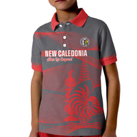 Custom New Caledonia Football Kid Polo Shirt Allez Les Cagous Grey Version - Polynesian Pride