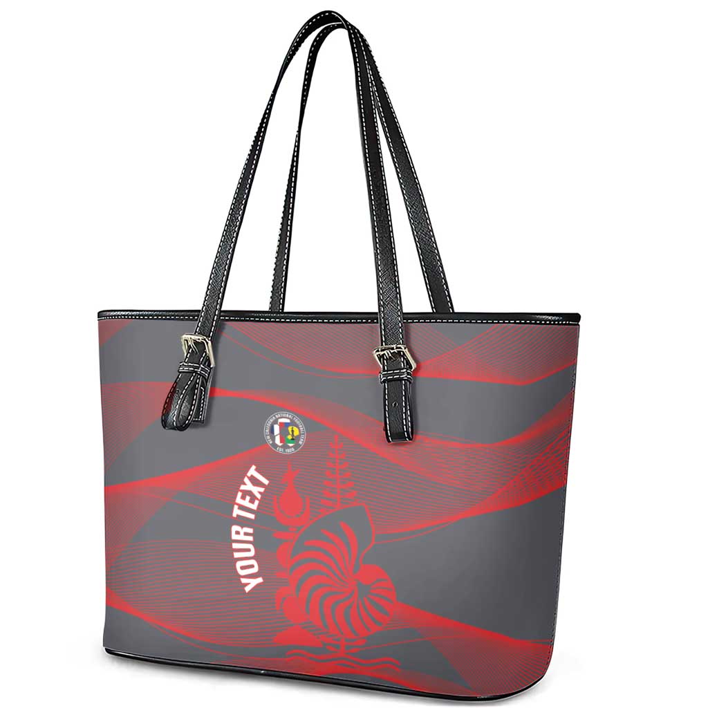 Custom New Caledonia Football Leather Tote Bag Allez Les Cagous Grey Version - Polynesian Pride