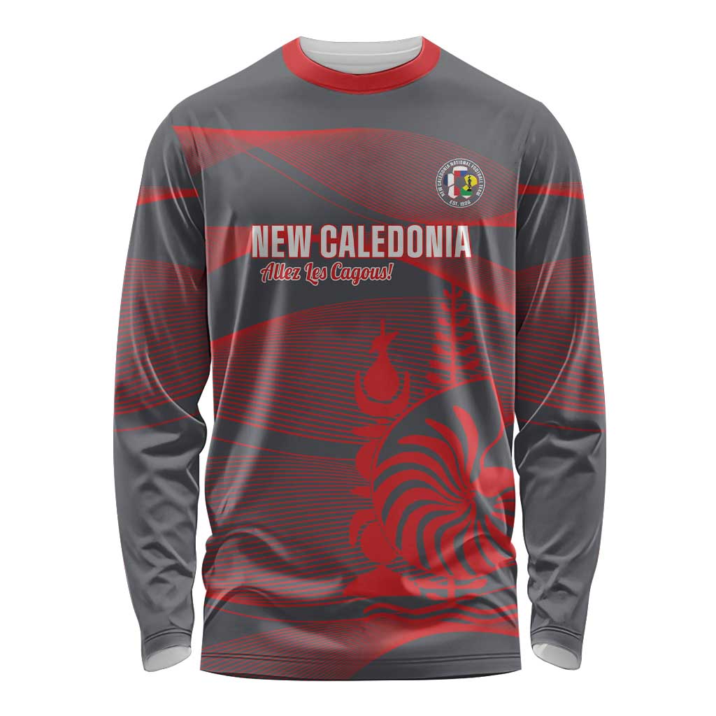 Custom New Caledonia Football Long Sleeve Shirt Allez Les Cagous Grey Version - Polynesian Pride