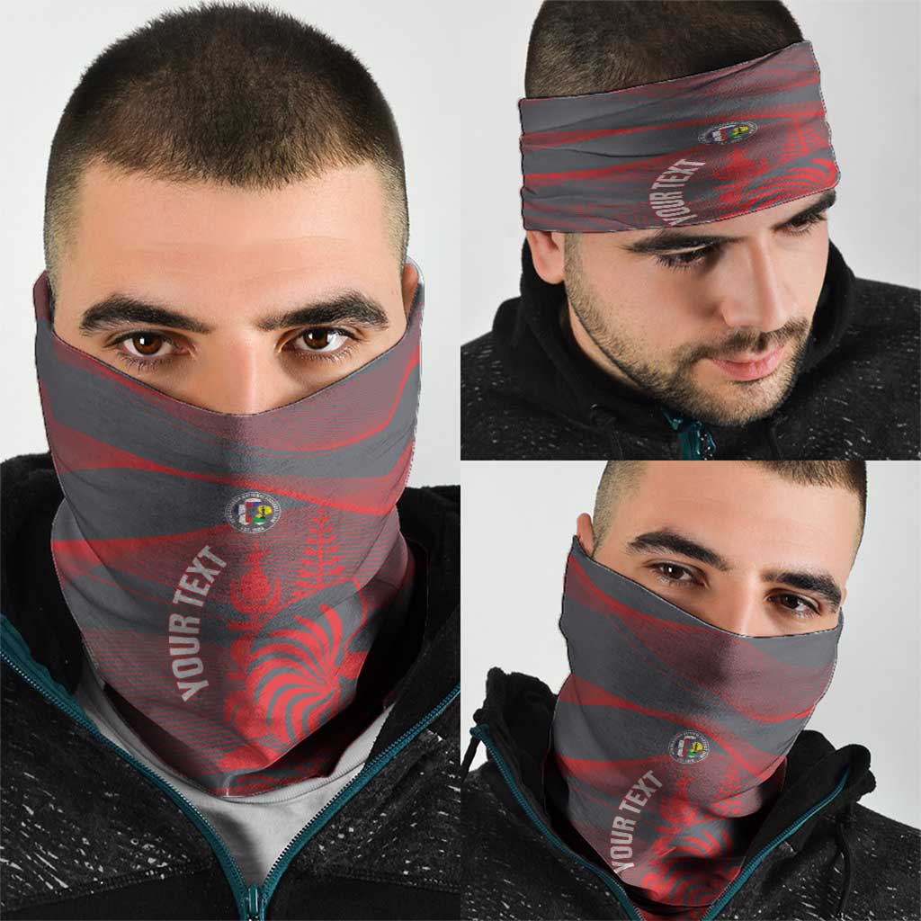 Custom New Caledonia Football Neck Gaiter Allez Les Cagous Grey Version - Polynesian Pride