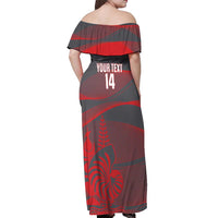 Custom New Caledonia Football Off Shoulder Maxi Dress Allez Les Cagous Grey Version - Polynesian Pride