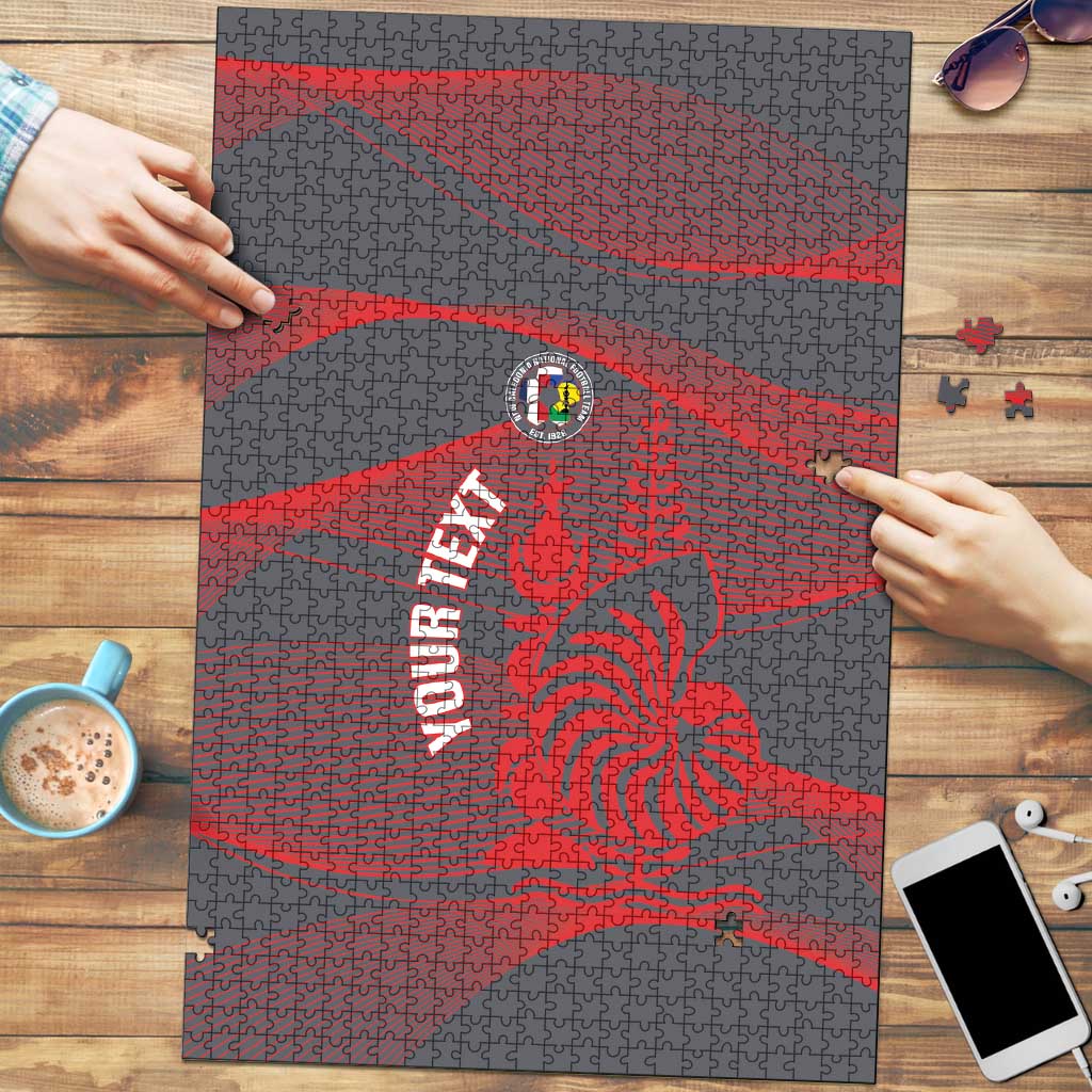Custom New Caledonia Football Puzzle Allez Les Cagous Grey Version - Polynesian Pride