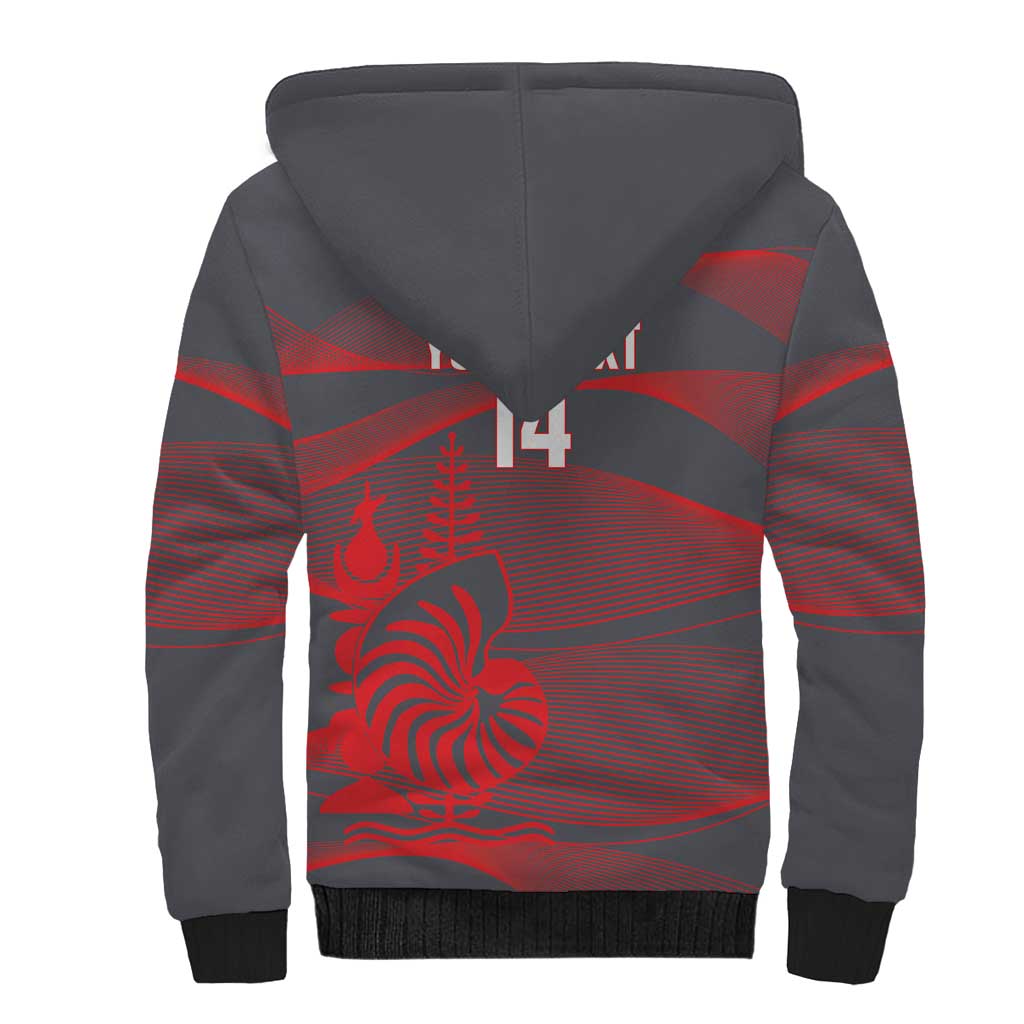 Custom New Caledonia Football Sherpa Hoodie Allez Les Cagous Grey Version - Polynesian Pride