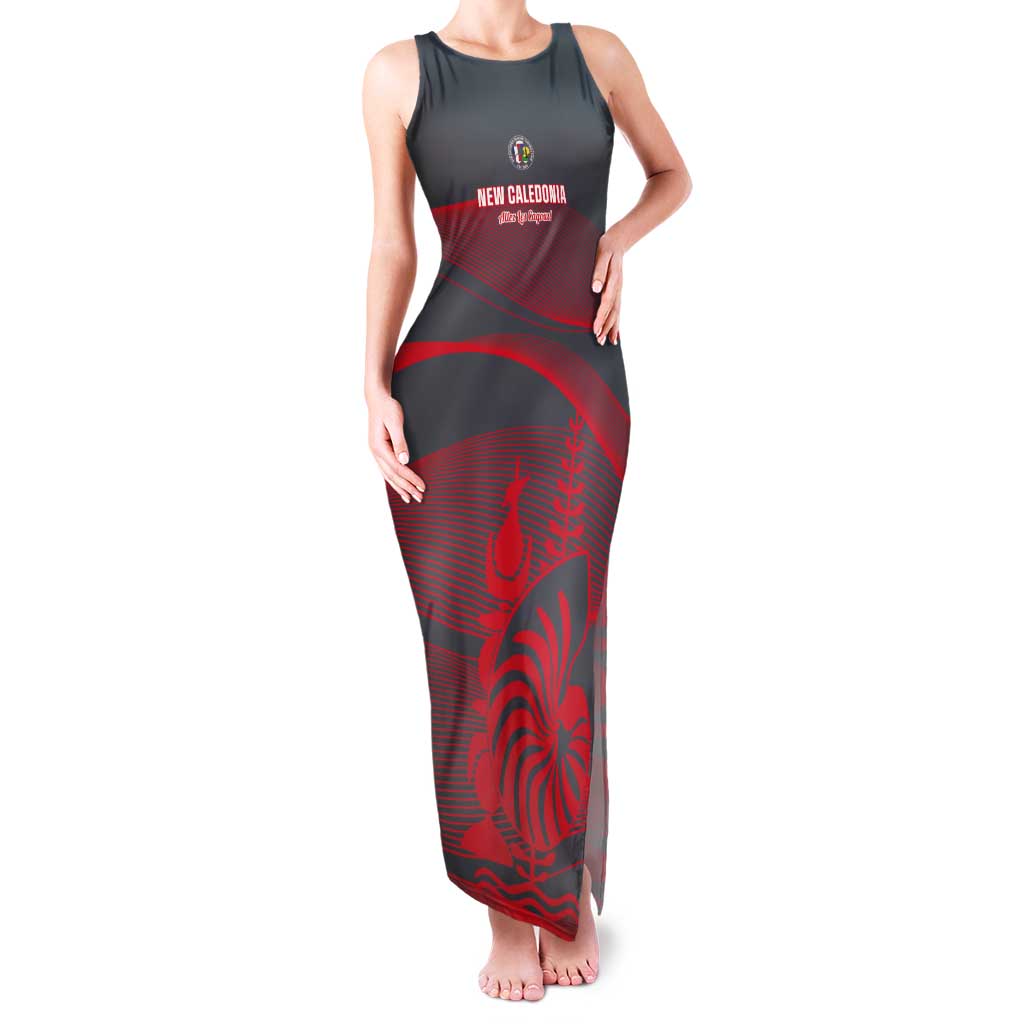 Custom New Caledonia Football Tank Maxi Dress Allez Les Cagous Grey Version - Polynesian Pride