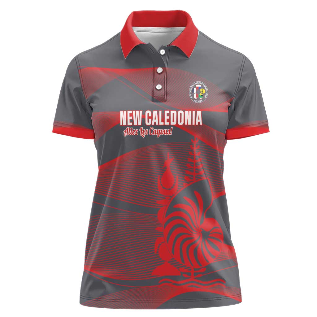 Custom New Caledonia Football Women Polo Shirt Allez Les Cagous Grey Version - Polynesian Pride