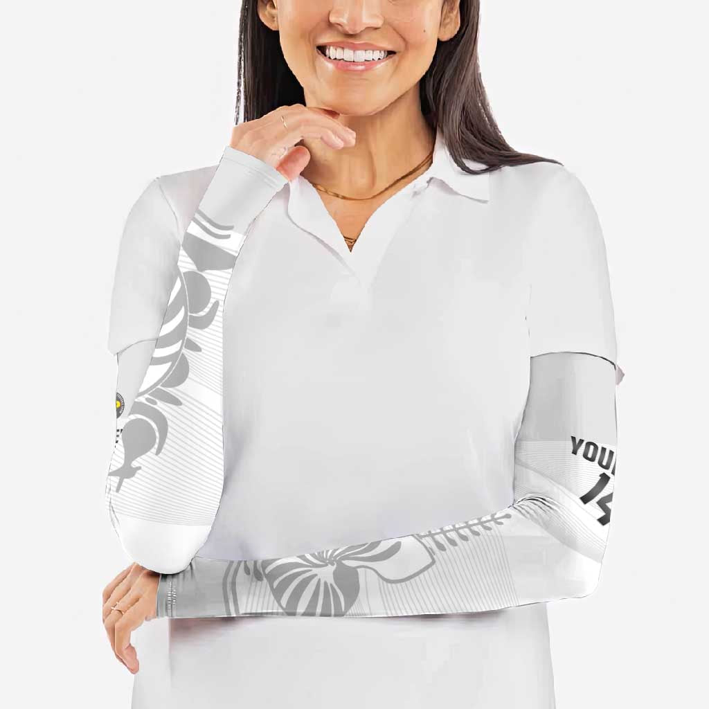 Custom New Caledonia Football Arm Sleeves Allez Les Cagous White Version - Polynesian Pride