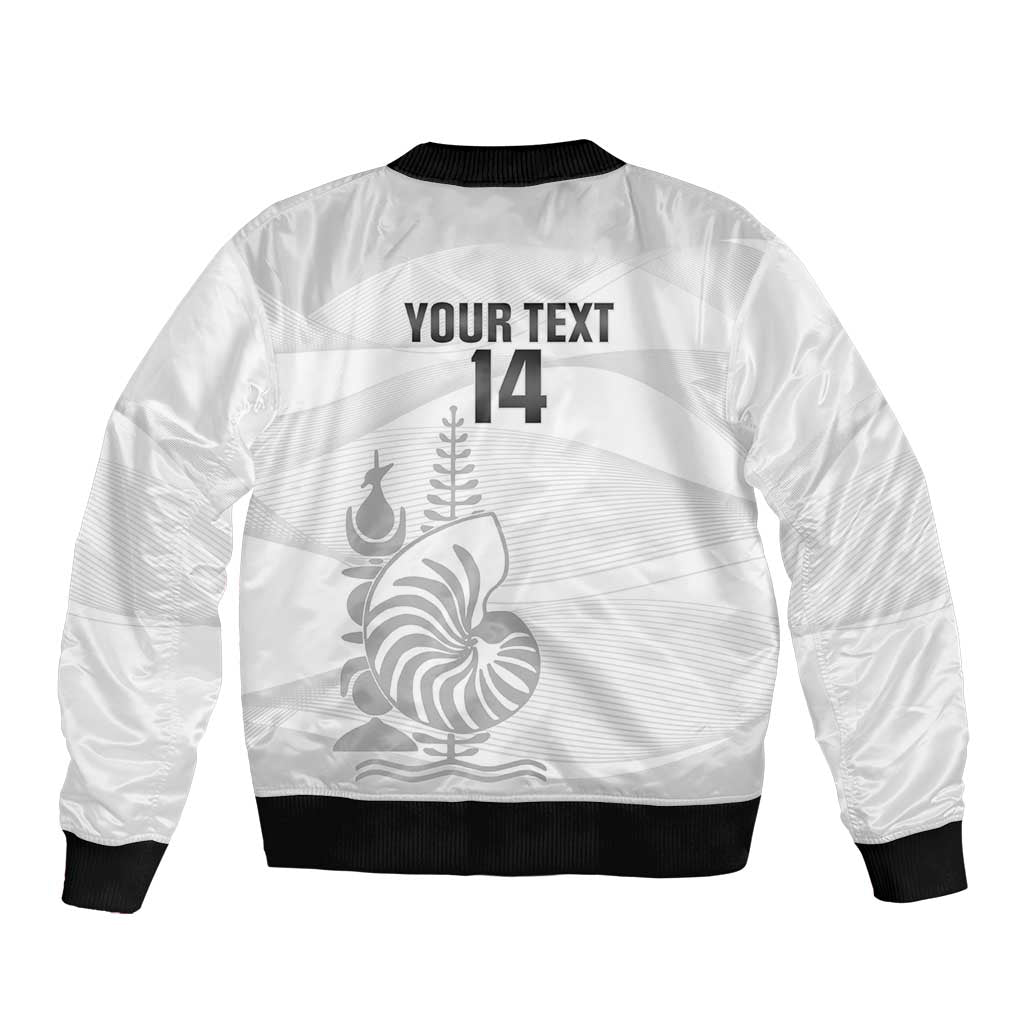 Custom New Caledonia Football Bomber Jacket Allez Les Cagous White Version - Polynesian Pride