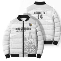 Custom New Caledonia Football Bomber Puffer Jacket Allez Les Cagous White Version - Polynesian Pride