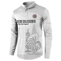Custom New Caledonia Football Button Sweatshirt Allez Les Cagous White Version - Polynesian Pride