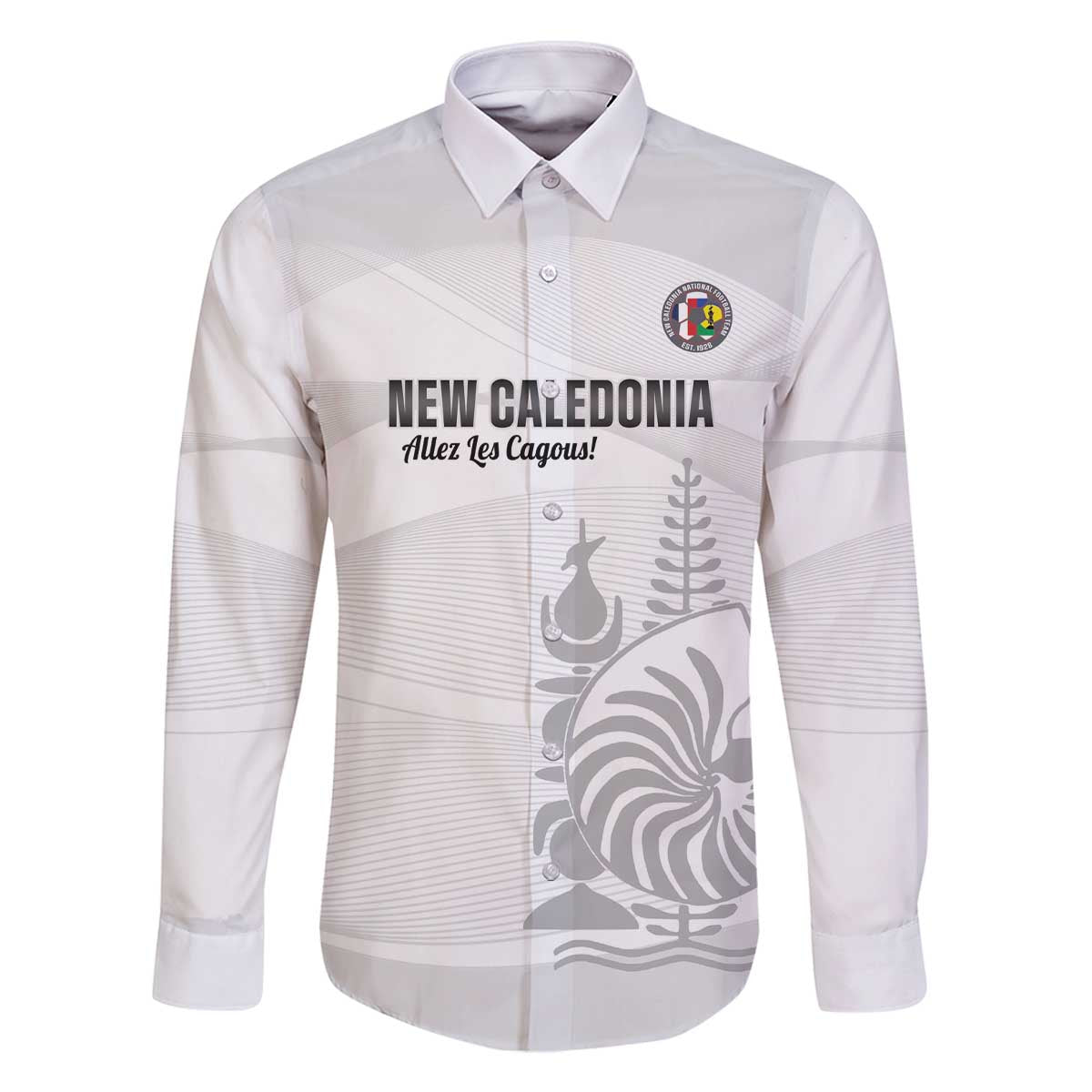 Custom New Caledonia Football Family Matching Off The Shoulder Long Sleeve Dress and Hawaiian Shirt Allez Les Cagous White Version - Polynesian Pride