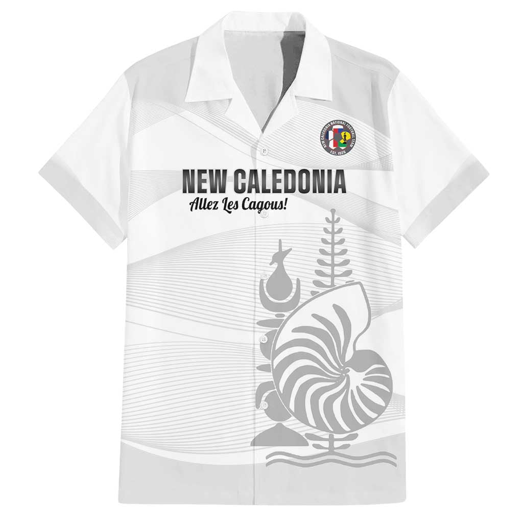 Custom New Caledonia Football Family Matching Off Shoulder Maxi Dress and Hawaiian Shirt Allez Les Cagous White Version - Polynesian Pride