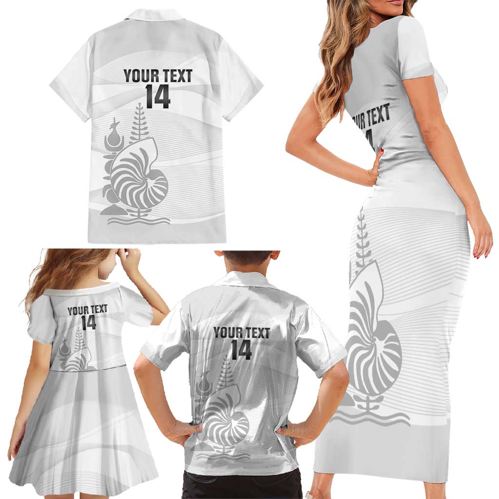 Custom New Caledonia Football Family Matching Short Sleeve Bodycon Dress and Hawaiian Shirt Allez Les Cagous White Version - Polynesian Pride