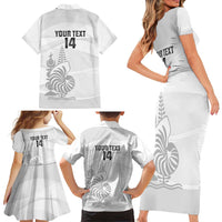 Custom New Caledonia Football Family Matching Short Sleeve Bodycon Dress and Hawaiian Shirt Allez Les Cagous White Version - Polynesian Pride