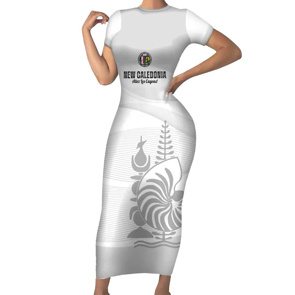 Custom New Caledonia Football Family Matching Short Sleeve Bodycon Dress and Hawaiian Shirt Allez Les Cagous White Version - Polynesian Pride