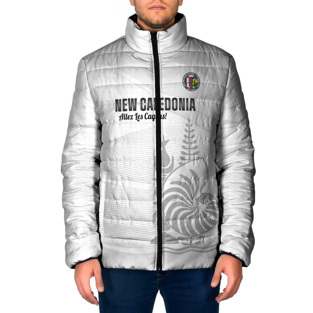 Custom New Caledonia Football Padded Jacket Allez Les Cagous White Version - Polynesian Pride