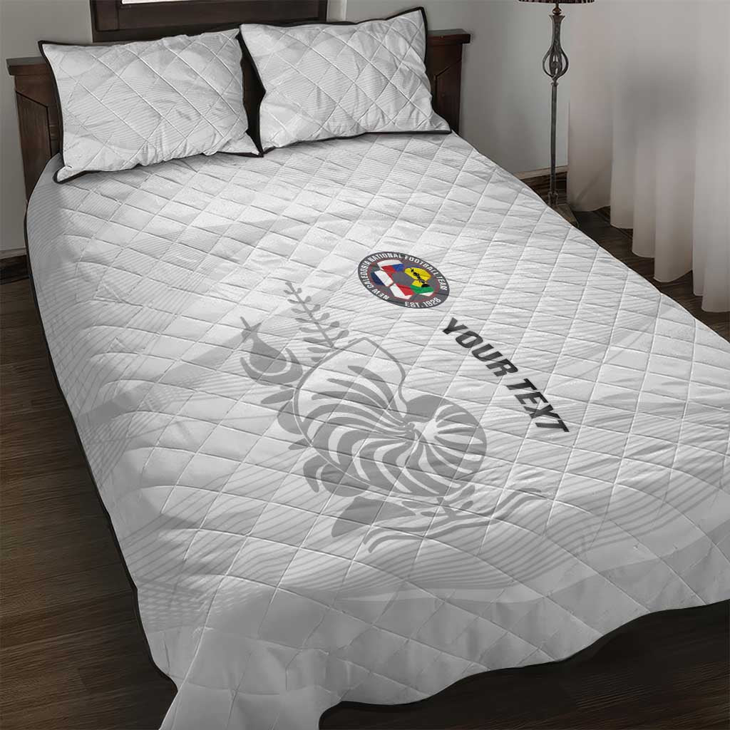 Custom New Caledonia Football Quilt Bed Set Allez Les Cagous White Version - Polynesian Pride