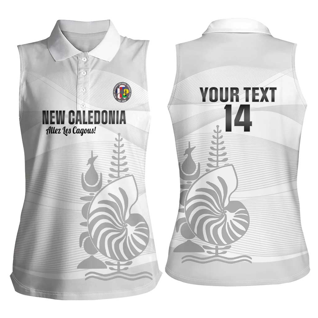Custom New Caledonia Football Women Sleeveless Polo Shirt Allez Les Cagous White Version - Polynesian Pride