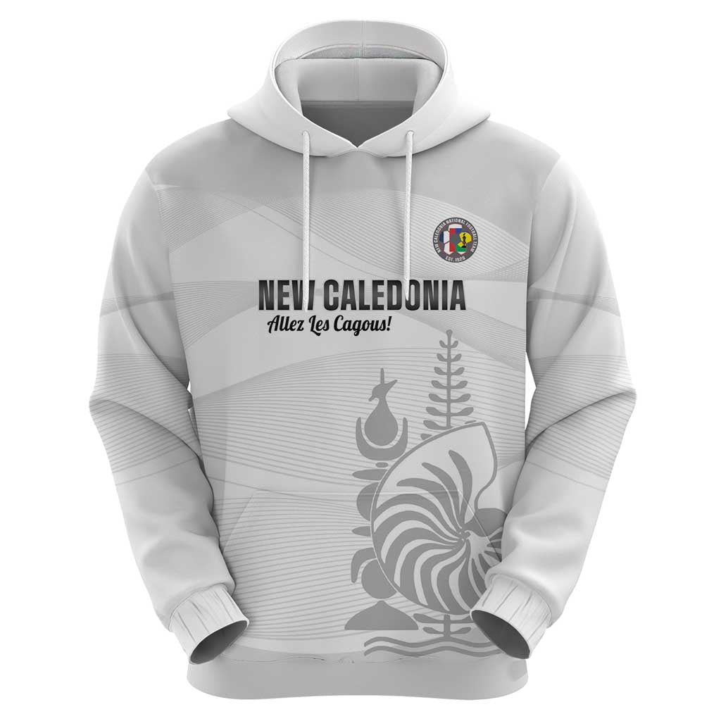 Custom New Caledonia Football Zip Hoodie Allez Les Cagous White Version - Polynesian Pride