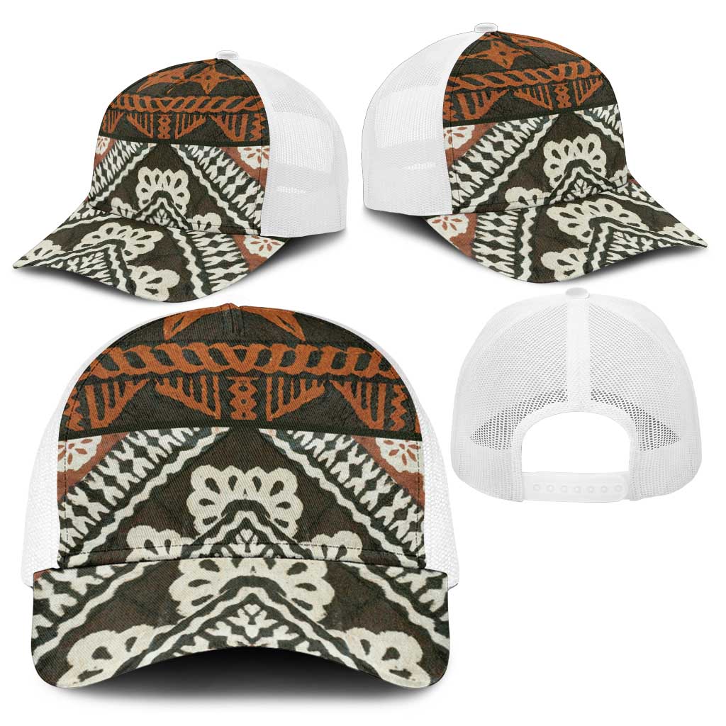 Bula Fiji Tapa Baseball Net Cap Fijian Masi Vintage Vibes - Polynesian Pride