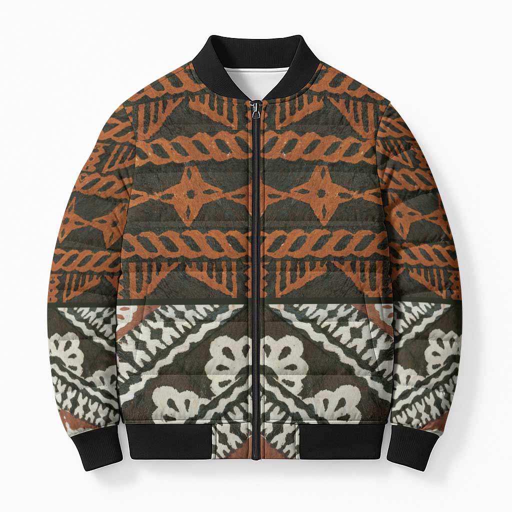 Bula Fiji Tapa Bomber Puffer Jacket Fijian Masi Vintage Vibes - Polynesian Pride