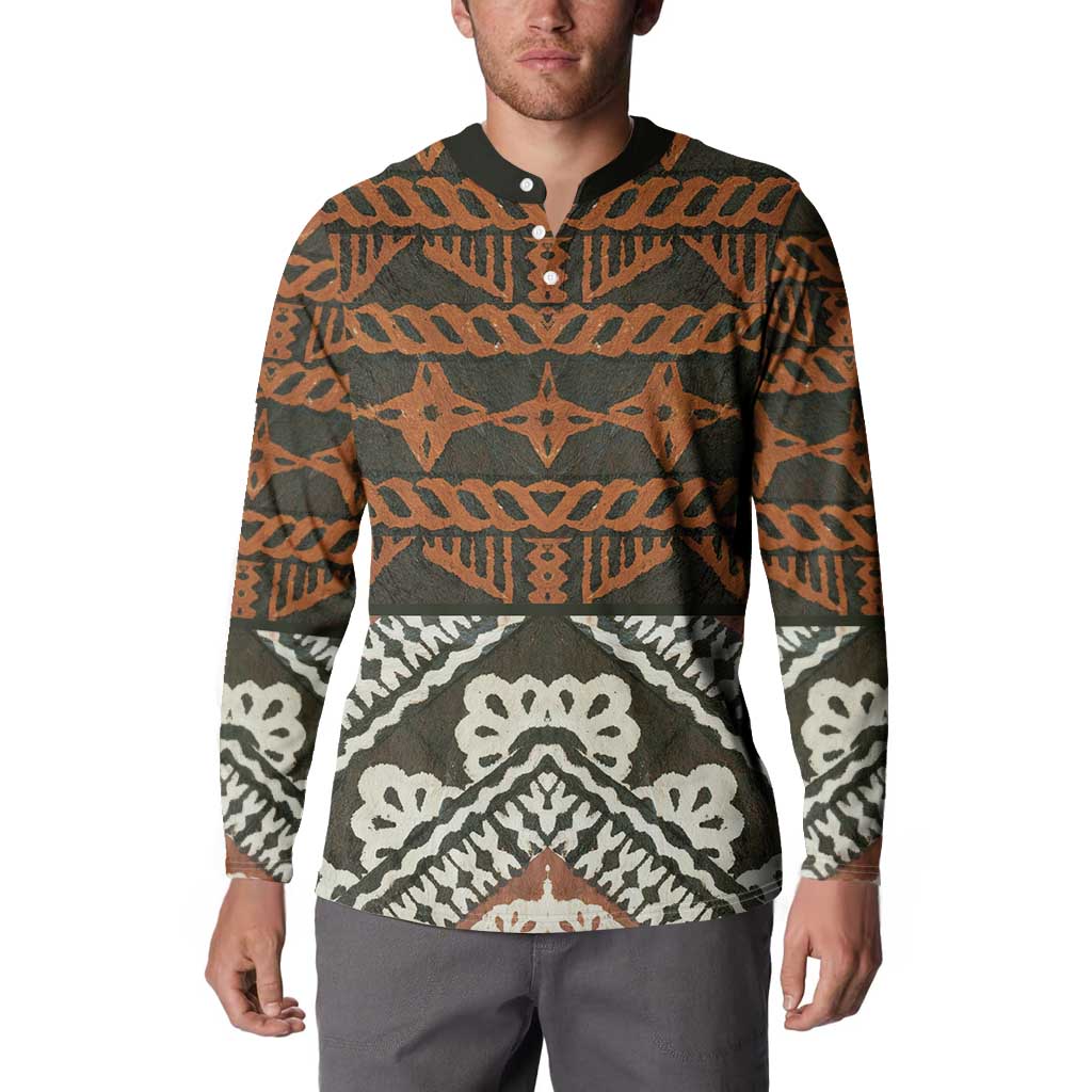 Bula Fiji Tapa Button Sweatshirt Fijian Masi Vintage Vibes - Polynesian Pride