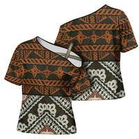 Bula Fiji Tapa Cross Shoulder Shirt Fijian Masi Vintage Vibes - Polynesian Pride