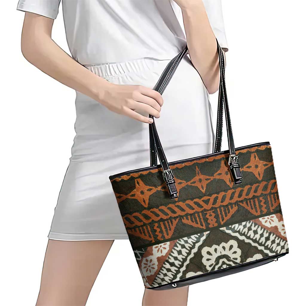 Bula Fiji Tapa Leather Tote Bag Fijian Masi Vintage Vibes - Polynesian Pride