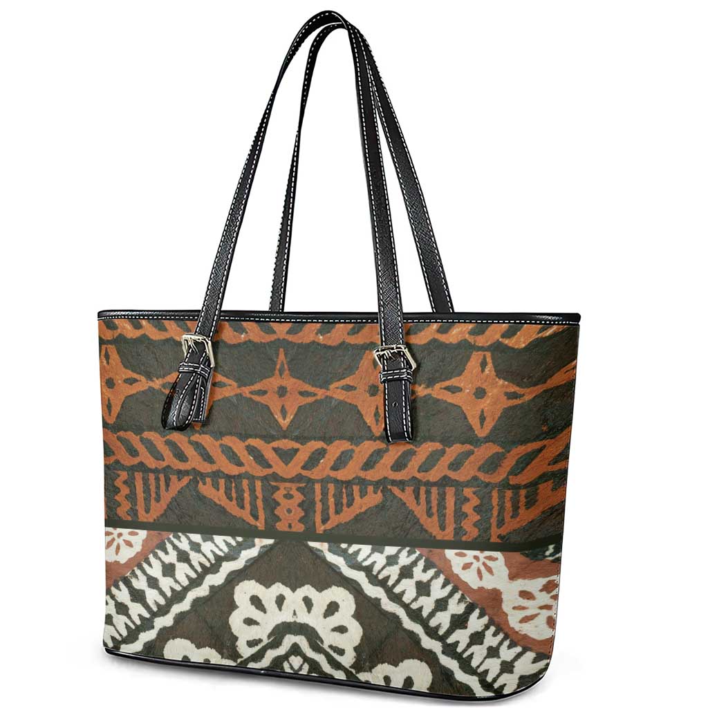 Bula Fiji Tapa Leather Tote Bag Fijian Masi Vintage Vibes - Polynesian Pride