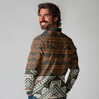 Bula Fiji Tapa Long Sleeve Polo Shirt Fijian Masi Vintage Vibes - Polynesian Pride