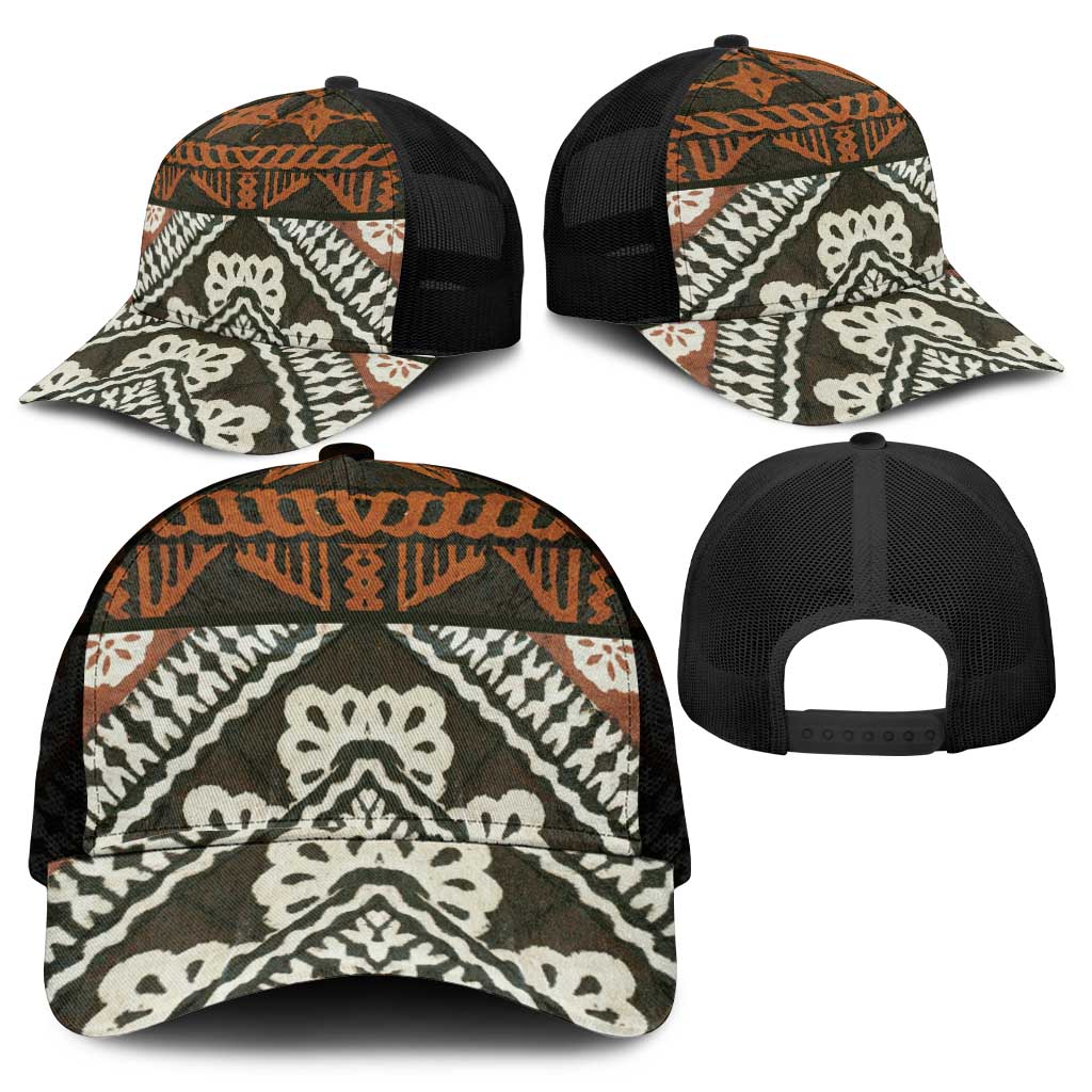 Bula Fiji Tapa Mesh Trucker Cap Fijian Masi Vintage Vibes - Polynesian Pride