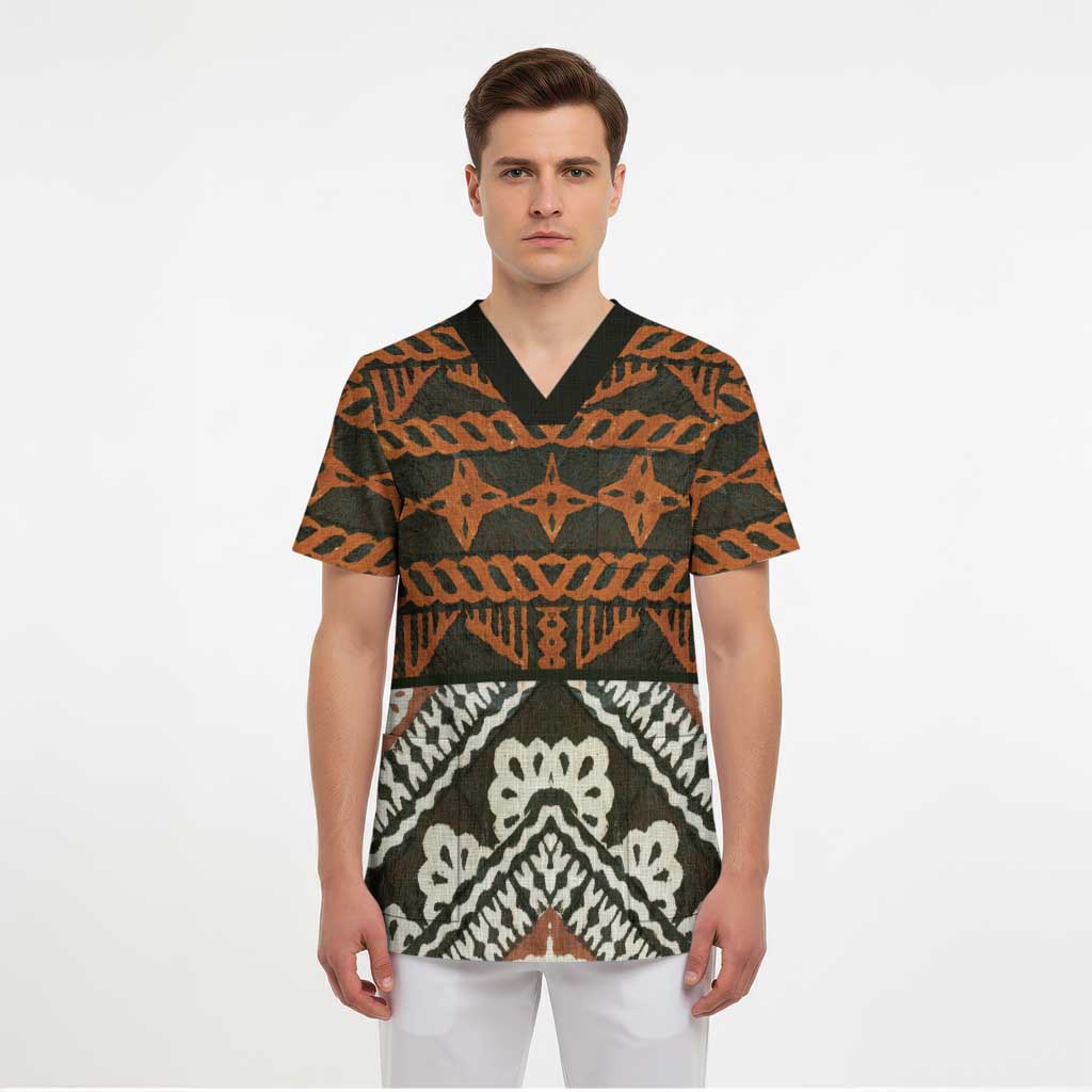 Bula Fiji Tapa Scrub Top Fijian Masi Vintage Vibes - Polynesian Pride