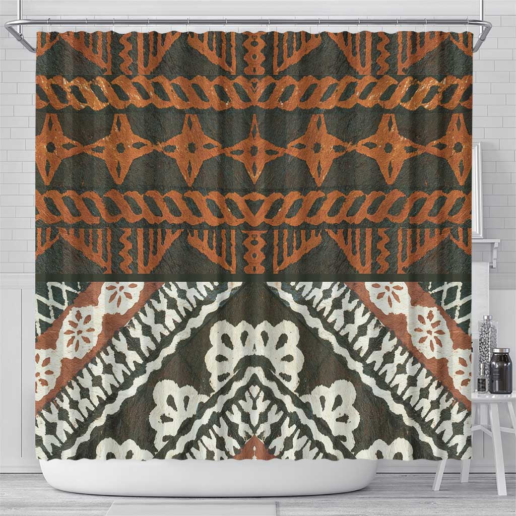 Bula Fiji Tapa Shower Curtain Fijian Masi Vintage Vibes - Polynesian Pride