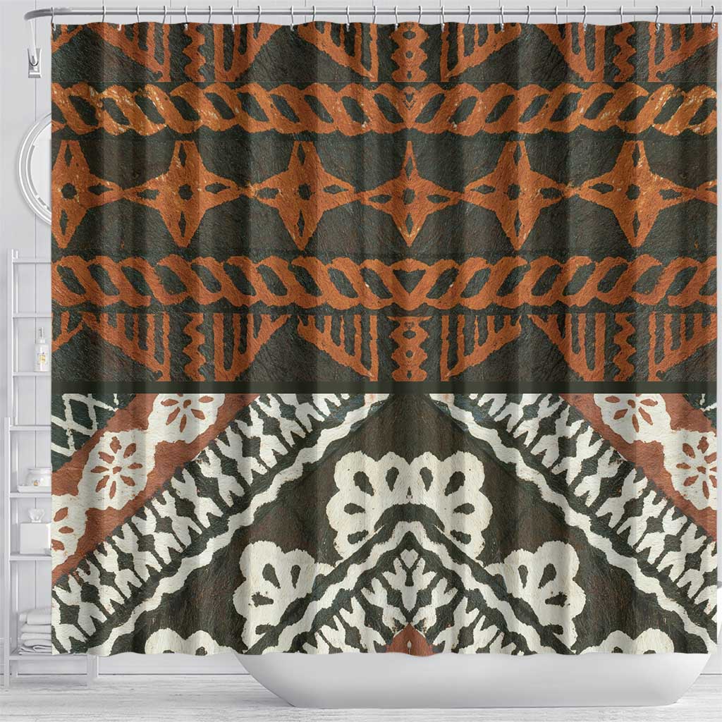 Bula Fiji Tapa Shower Curtain Fijian Masi Vintage Vibes - Polynesian Pride