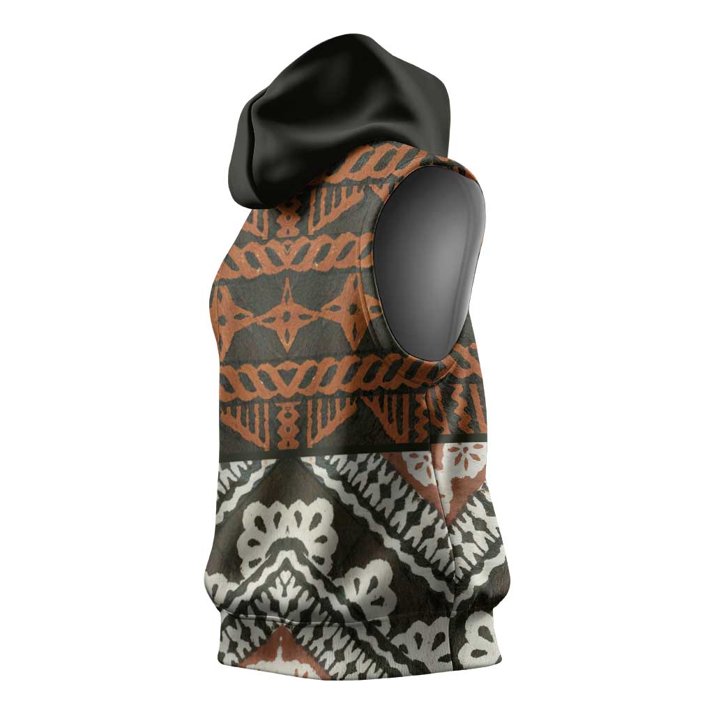 Bula Fiji Tapa Sleeveless Hoodie Fijian Masi Vintage Vibes - Polynesian Pride