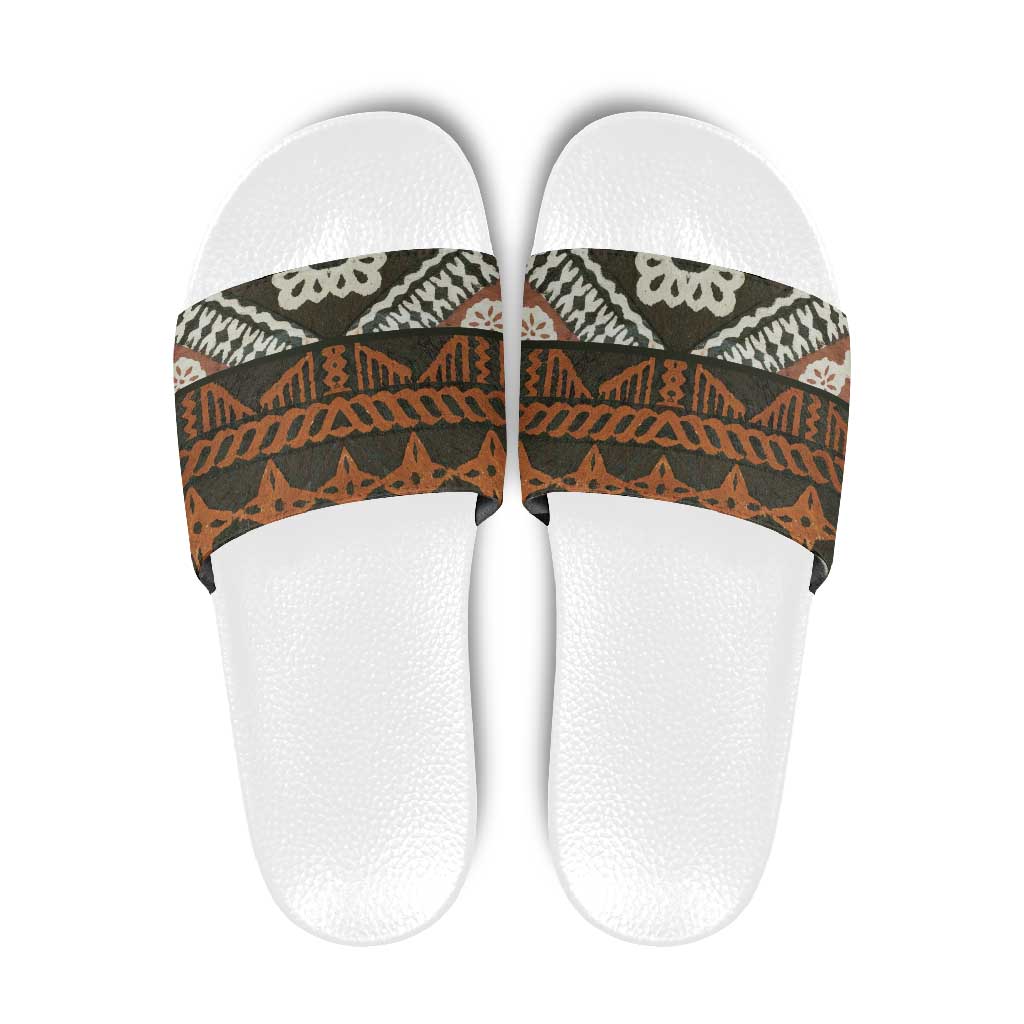 Bula Fiji Tapa Slide Sandals Fijian Masi Vintage Vibes - Polynesian Pride