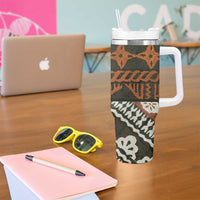 Bula Fiji Tapa Tumbler With Handle Fijian Masi Vintage Vibes - Polynesian Pride