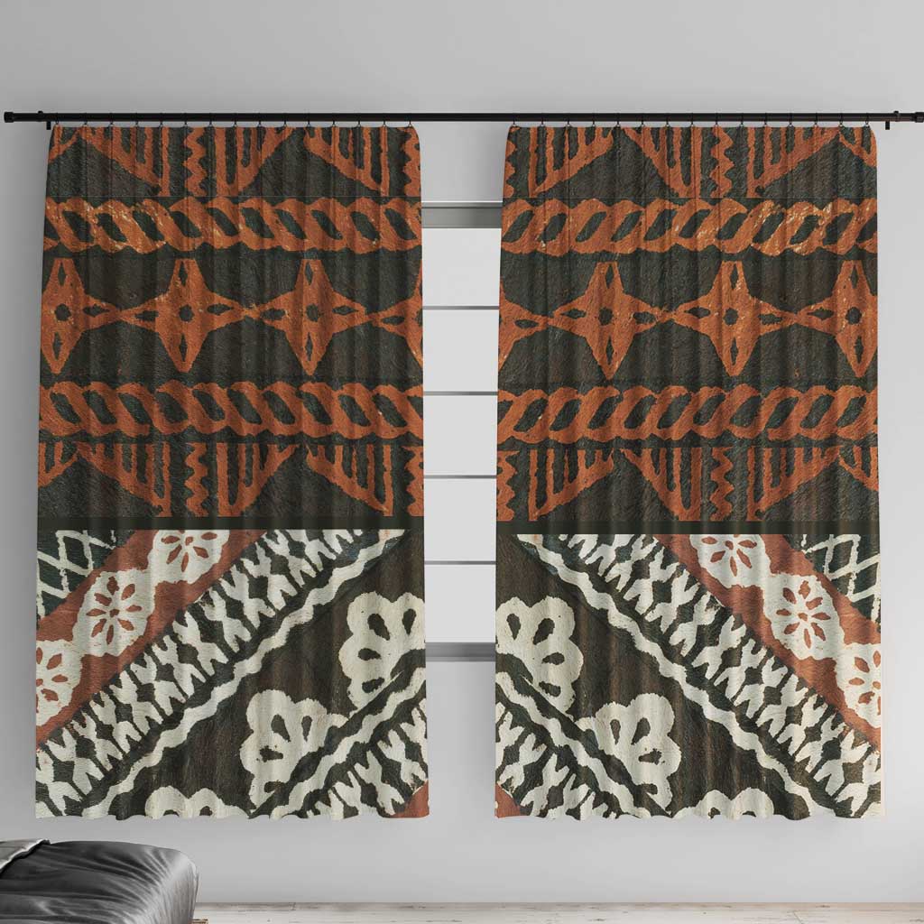 Bula Fiji Tapa Window Curtain Fijian Masi Vintage Vibes - Polynesian Pride