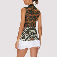 Bula Fiji Tapa Women Sleeveless Polo Shirt Fijian Masi Vintage Vibes - Polynesian Pride