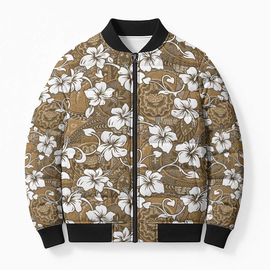 Kuvui Bula Fiji Bomber Puffer Jacket Fijian Tapa Seamless Hibiscus - Polynesian Pride