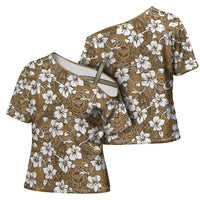 Kuvui Bula Fiji Cross Shoulder Shirt Fijian Tapa Seamless Hibiscus - Polynesian Pride