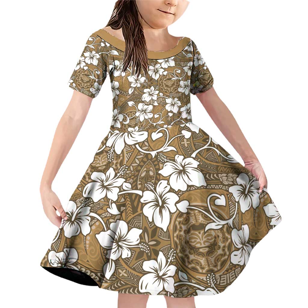 Kuvui Bula Fiji Family Matching Off Shoulder Short Dress and Hawaiian Shirt Fijian Tapa Seamless Hibiscus - Polynesian Pride