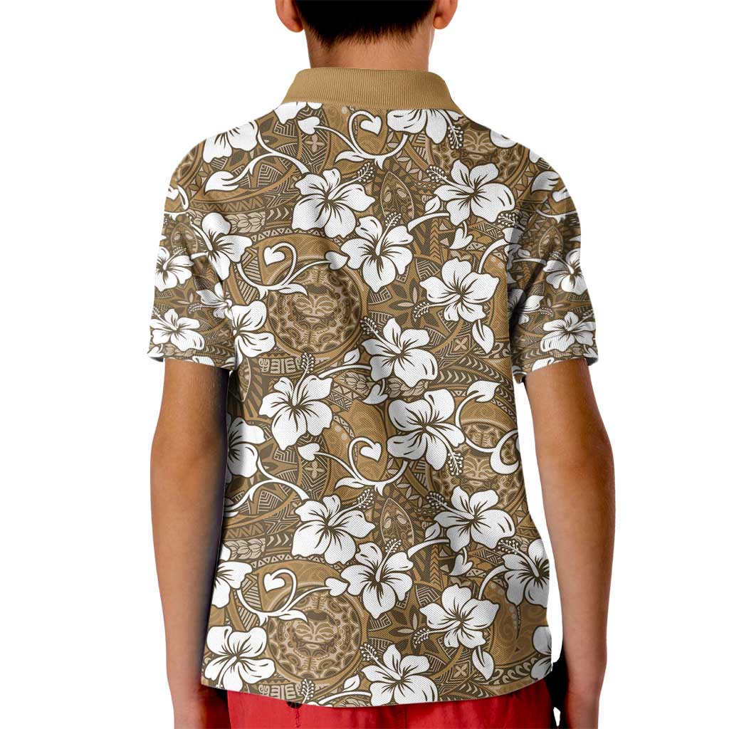 Kuvui Bula Fiji Kid Polo Shirt Fijian Tapa Seamless Hibiscus - Polynesian Pride