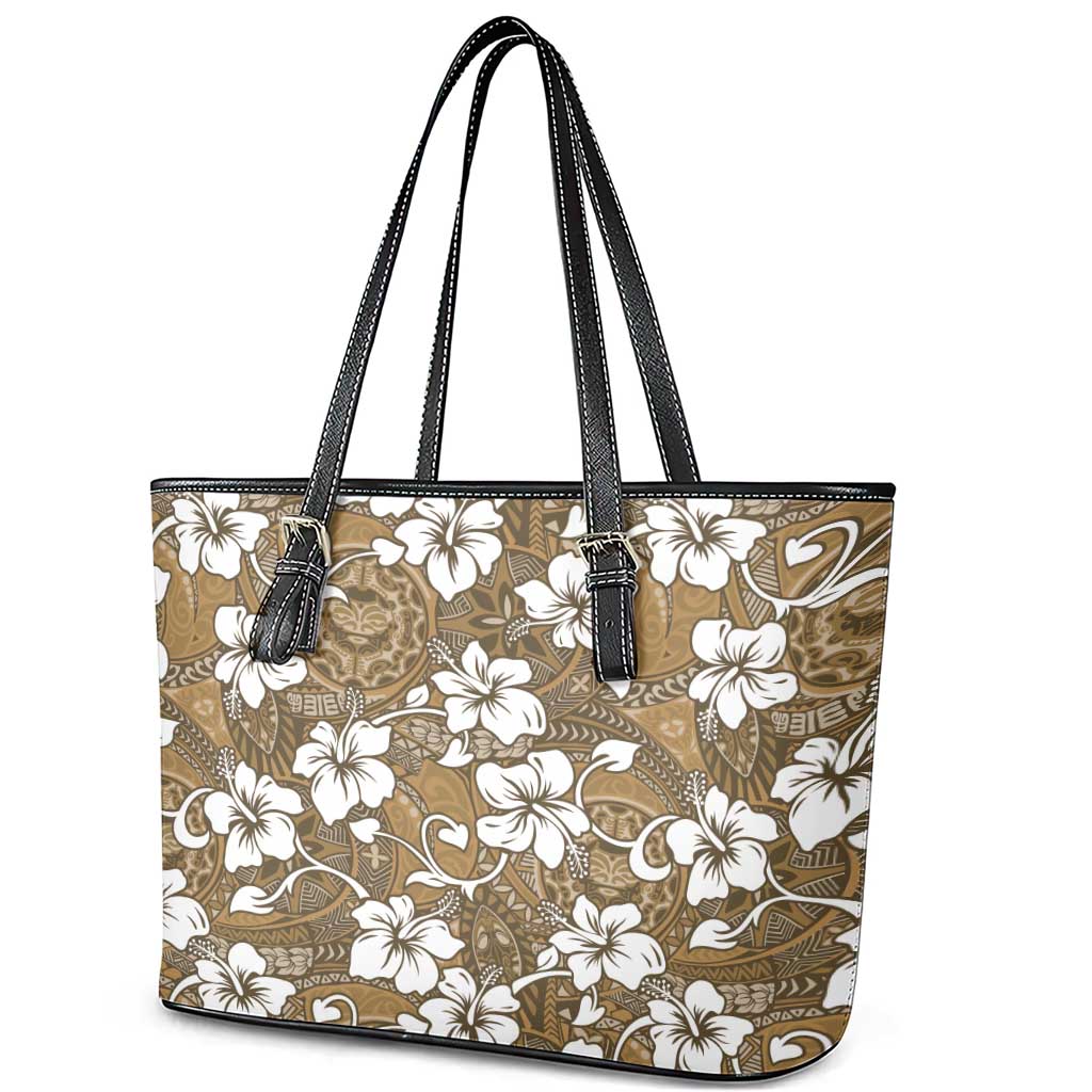 Kuvui Bula Fiji Leather Tote Bag Fijian Tapa Seamless Hibiscus - Polynesian Pride