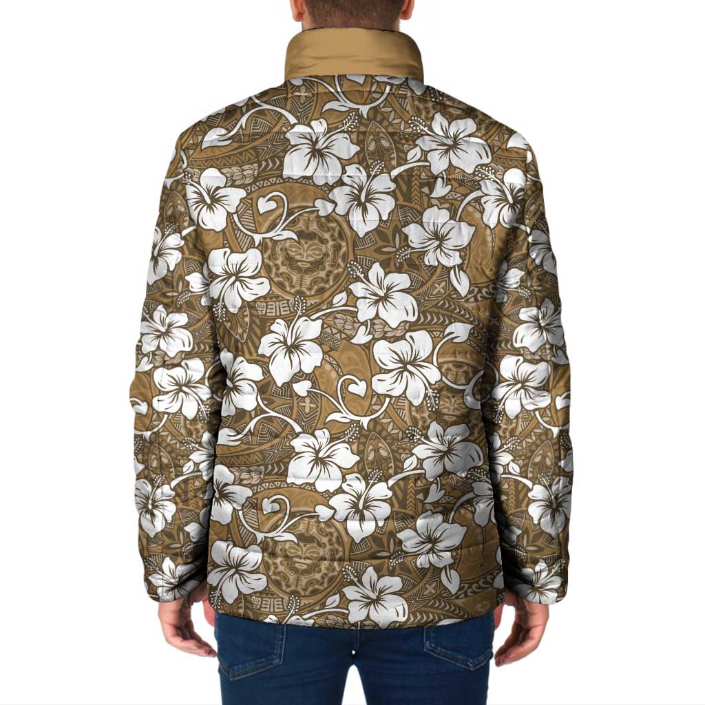 Kuvui Bula Fiji Padded Jacket Fijian Tapa Seamless Hibiscus - Polynesian Pride