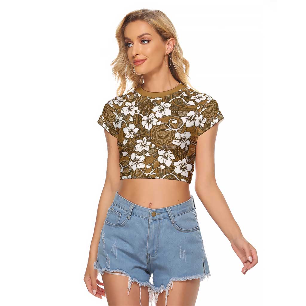 Kuvui Bula Fiji Raglan Cropped T Shirt Fijian Tapa Seamless Hibiscus - Polynesian Pride